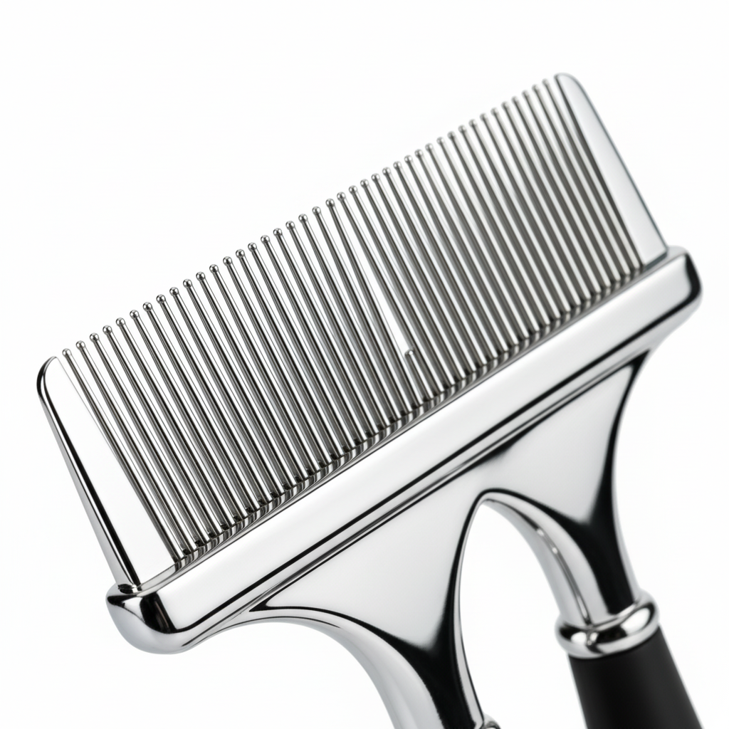 ComboSet Pro stainless steel comb teeth close-up detail on white background