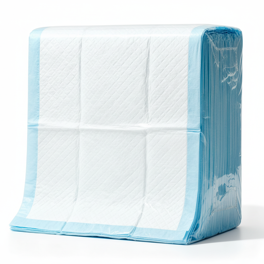 AbsorbMax Pet Training Pads bulk stack on pure white background