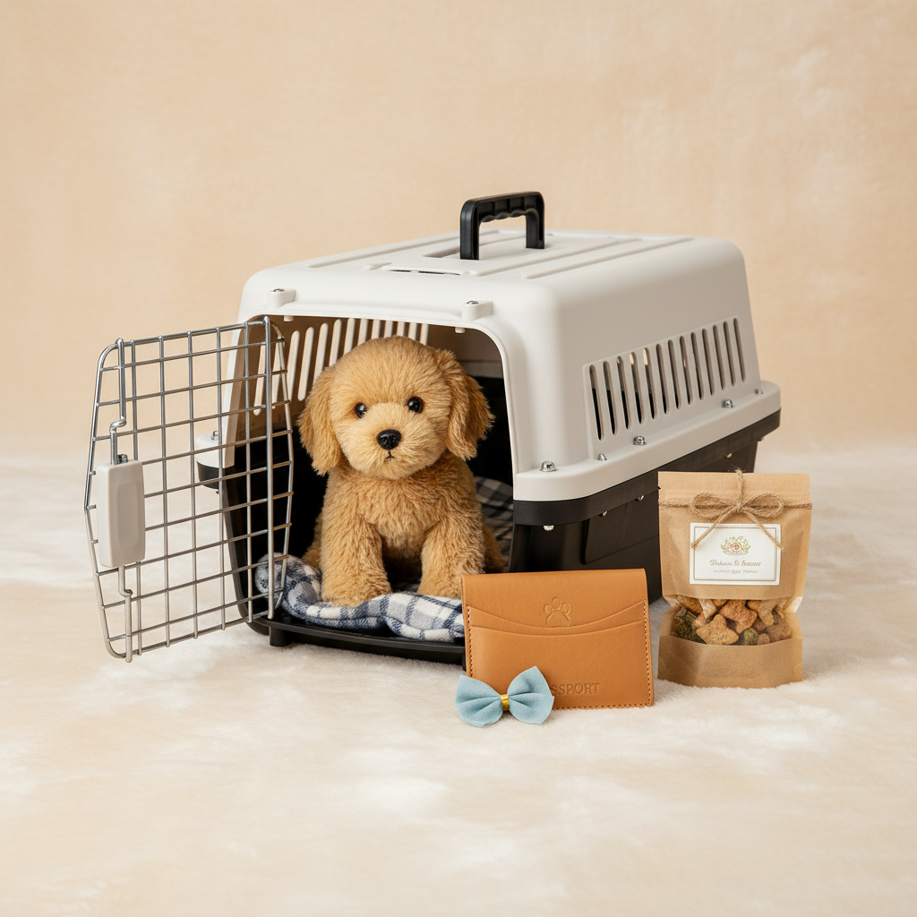 TravelSafe carrier gift presentation on cream beige background