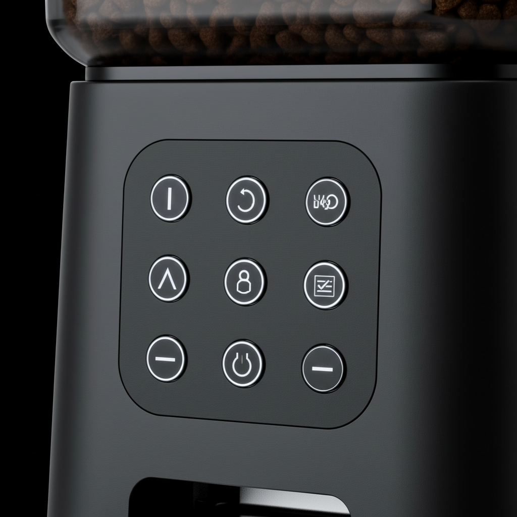 FeedMaster Pro 9-button touch control panel close-up