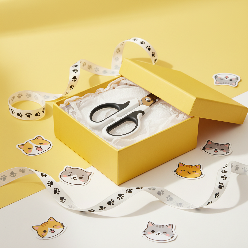 PawCut Pro gift presentation on yellow white background