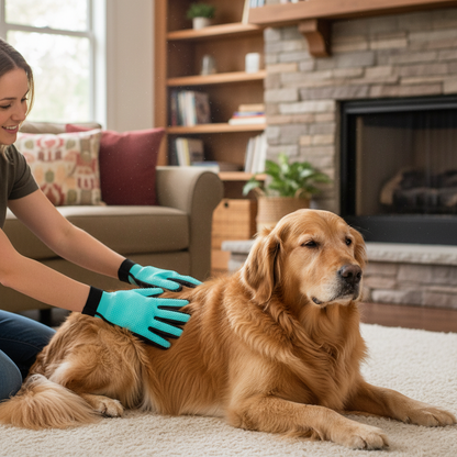 FurSoft Pro gloves grooming golden retriever