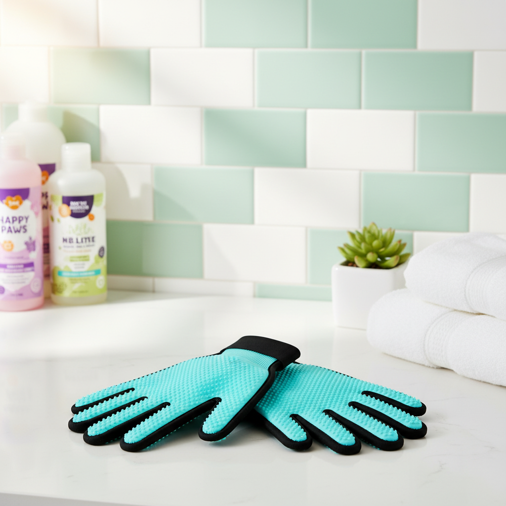 FurSoft Pro in bathroom grooming scene on mint green background