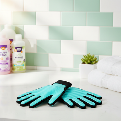 FurSoft Pro in bathroom grooming scene on mint green background