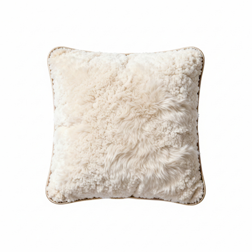 CloudNest Luxury Faux Fur Pet Cushion on pure white background, top-down view