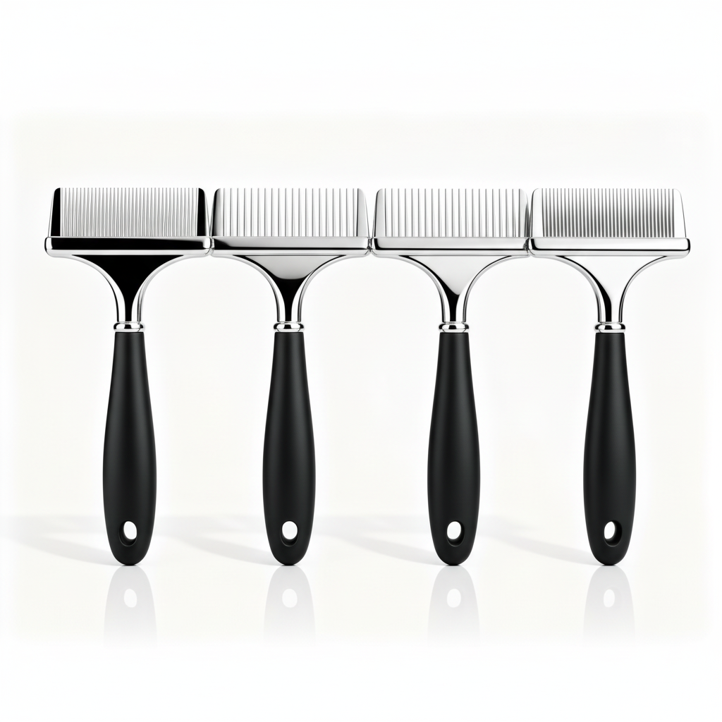 ComboSet Pro 4-Piece Stainless Steel Pet Comb Set on pure white background
