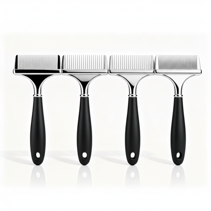 ComboSet Pro 4-Piece Stainless Steel Pet Comb Set on pure white background