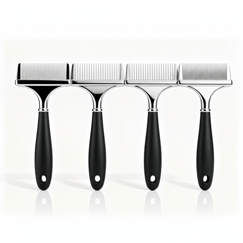 ComboSet Pro 4-Piece Stainless Steel Pet Comb Set on pure white background